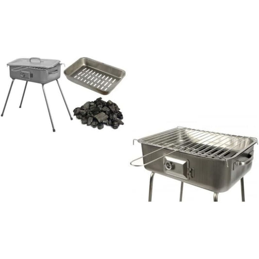 Barbecue a carbone pieghevole con struttura in acciaio nero con design versatile Portatile